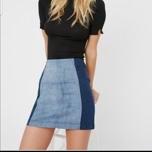 Free People Modern Femme Color Block Mini Skirt